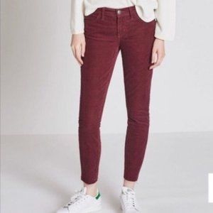 Current/Elliott The Stiletto Burgundy Skinny Corduroy Pants Size 25 NWT